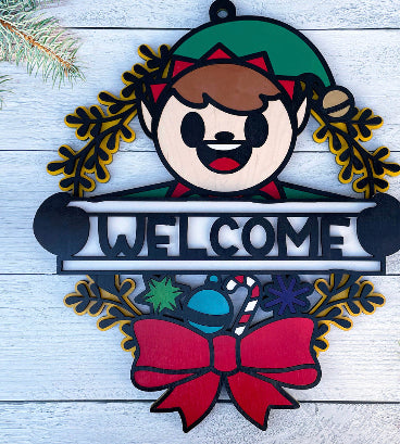 Christmas Wreath Wooden Signs 18"