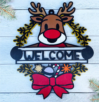 Christmas Wreath Wooden Signs 18"