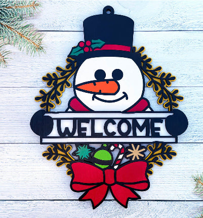 Christmas Wreath Wooden Signs 18"