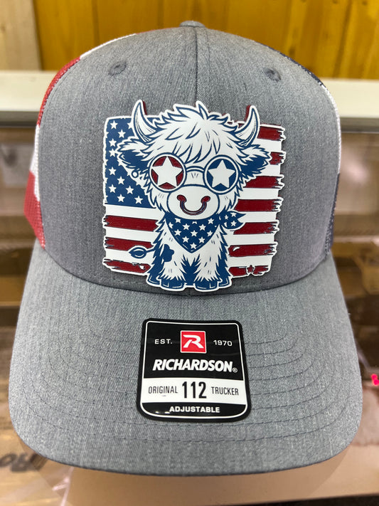 Patriotic Highland Cow Hat