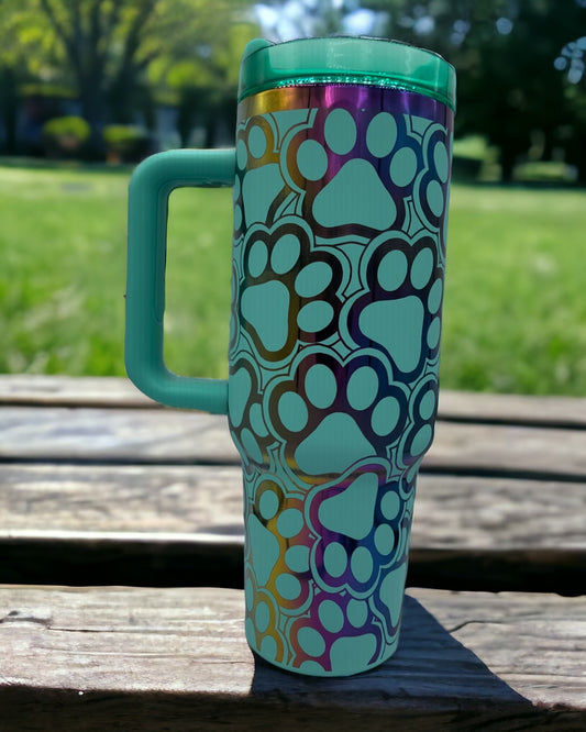 Paw Print 40oz Rainbow Tumbler