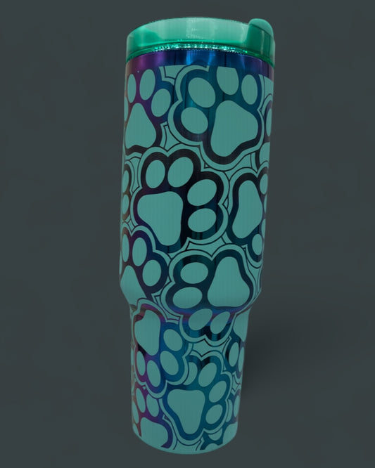 Paw Print 40oz Rainbow Tumbler