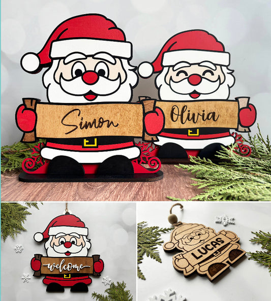 Santa Christmas Stand Sign or Ornament