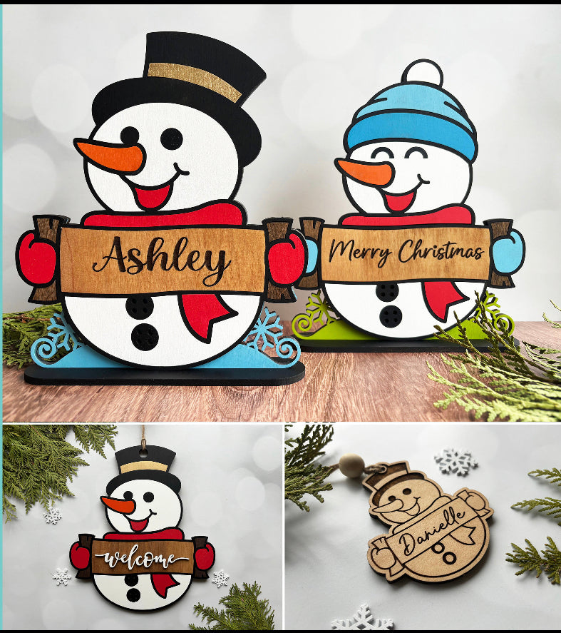 Snowman Christmas Stand Sign or Ornament